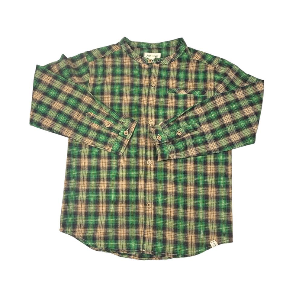 Boys Me & Henry Collarless Plaid Buttondown Shirt